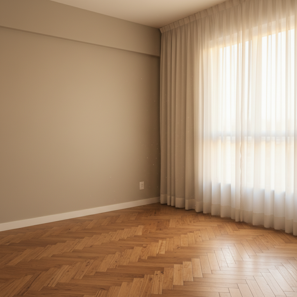 Exemplo de canto da sala pronto pra ser transformado em home office com IA