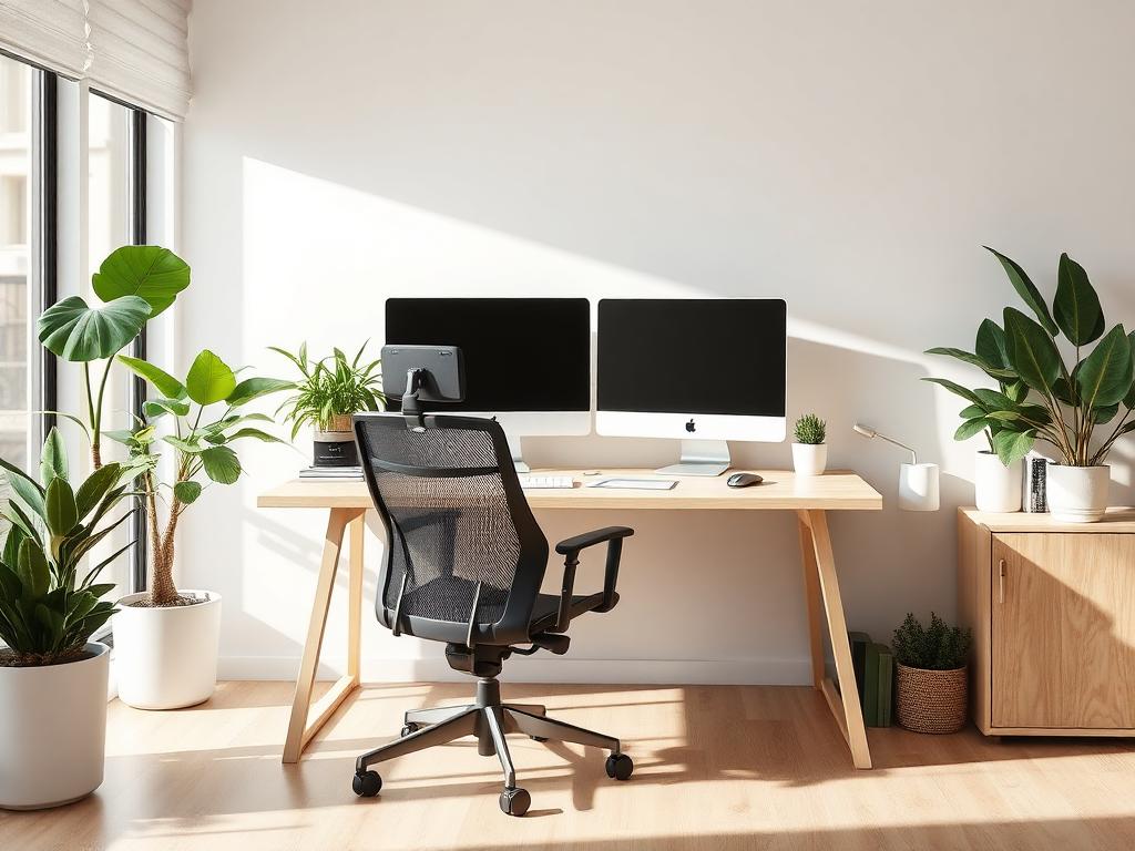 Home office moderno decorado por IA